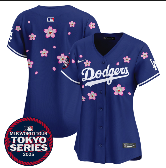 Women Los Angeles Dodgers Tokyo Series 2025 blue blank Limited Stitched Jersey